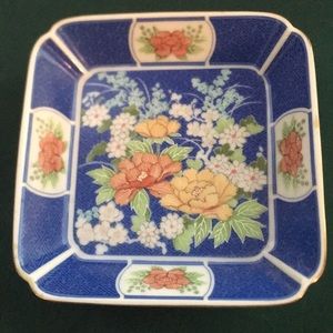 HP🌸 Vtg Echo Takahashi Blue Floral Trinket Dish